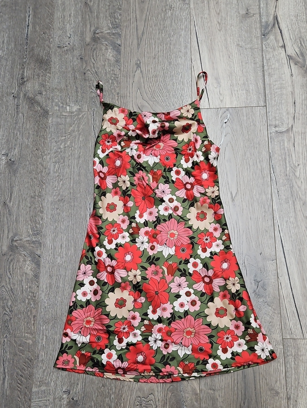 Floral Pink & Green Spaghetti-Strap Kids Dress